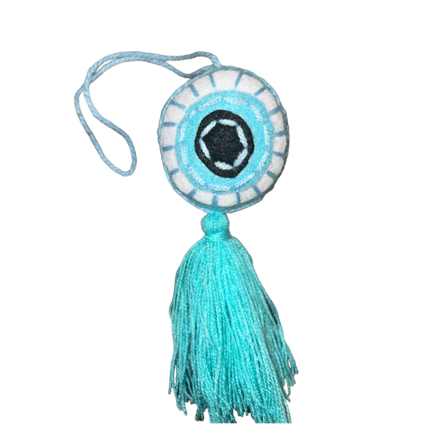 Evil Eye Turquoise Wool Woven Ornament - Las Ofrendas