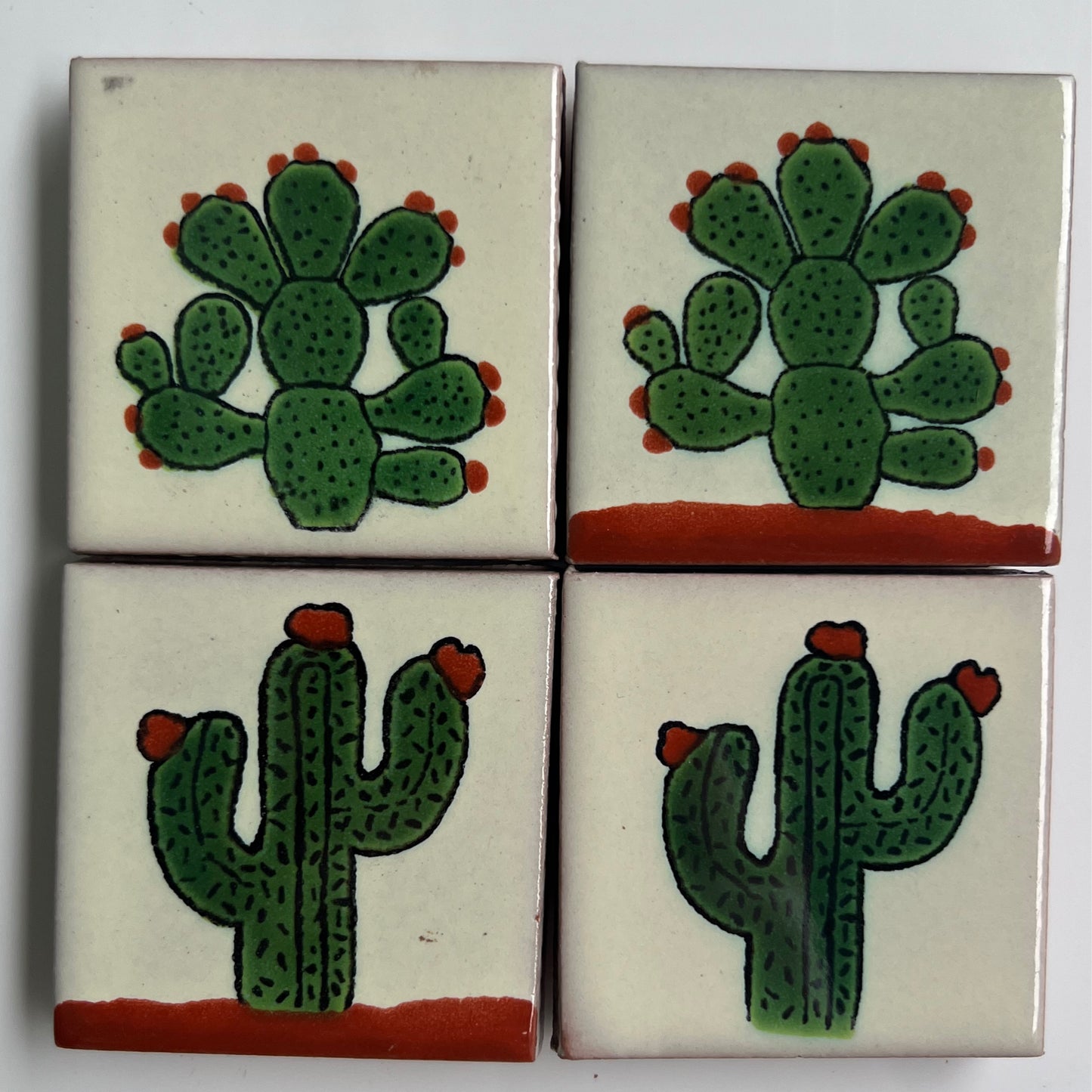 1.25” Hand painted Cactus Spanish Tile Magnet - Las Ofrendas