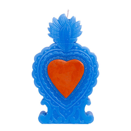 Candle Milagro Heart blue - Las Ofrendas