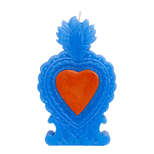 Candle Milagro Heart blue - Las Ofrendas 