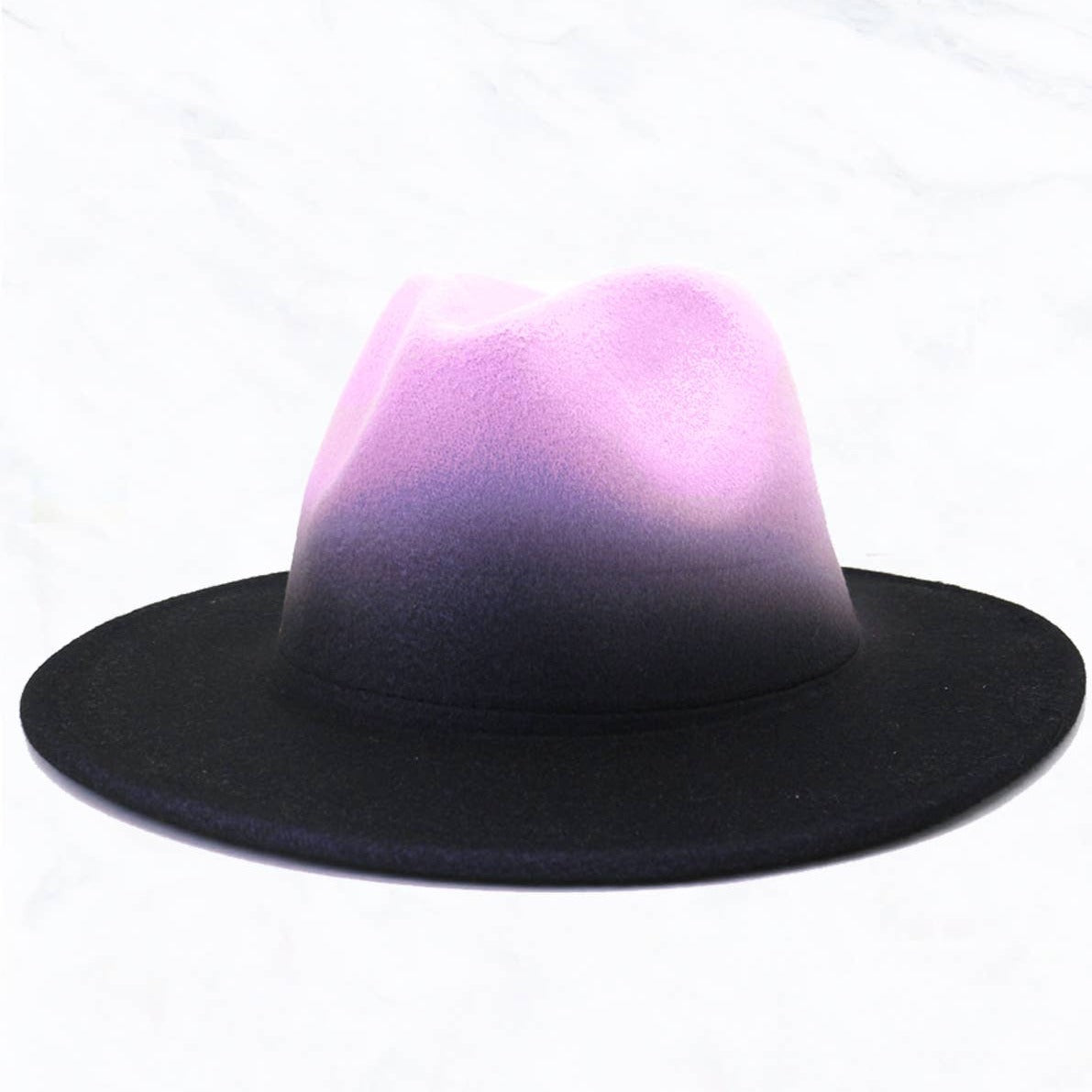 Lavender Spray Painted Flat Big Brimmed Jazz Hat - Las Ofrendas