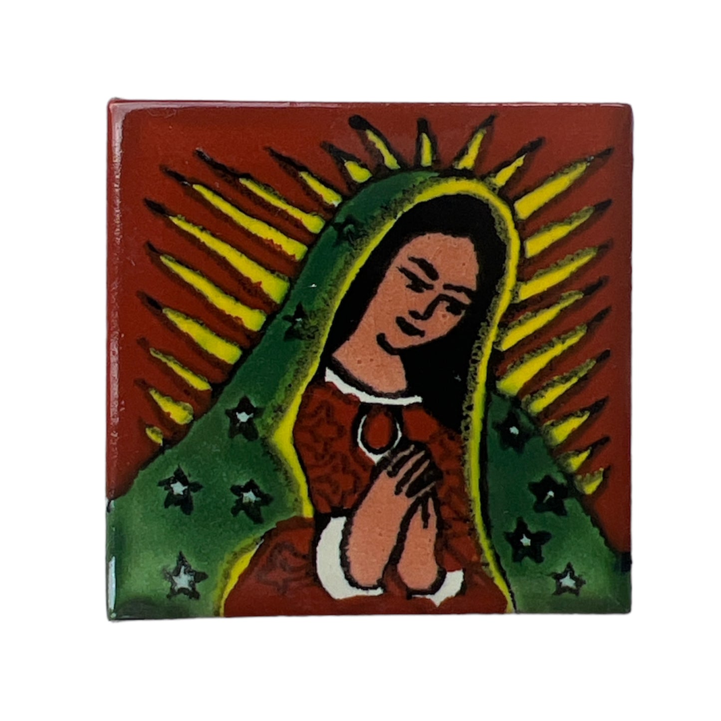1.25” Hand Painted Lupe Spanish Tile Magnet - Las Ofrendas