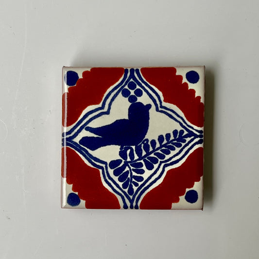 1.25” hand painted Bird Spanish Tile Magnet - Las Ofrendas 