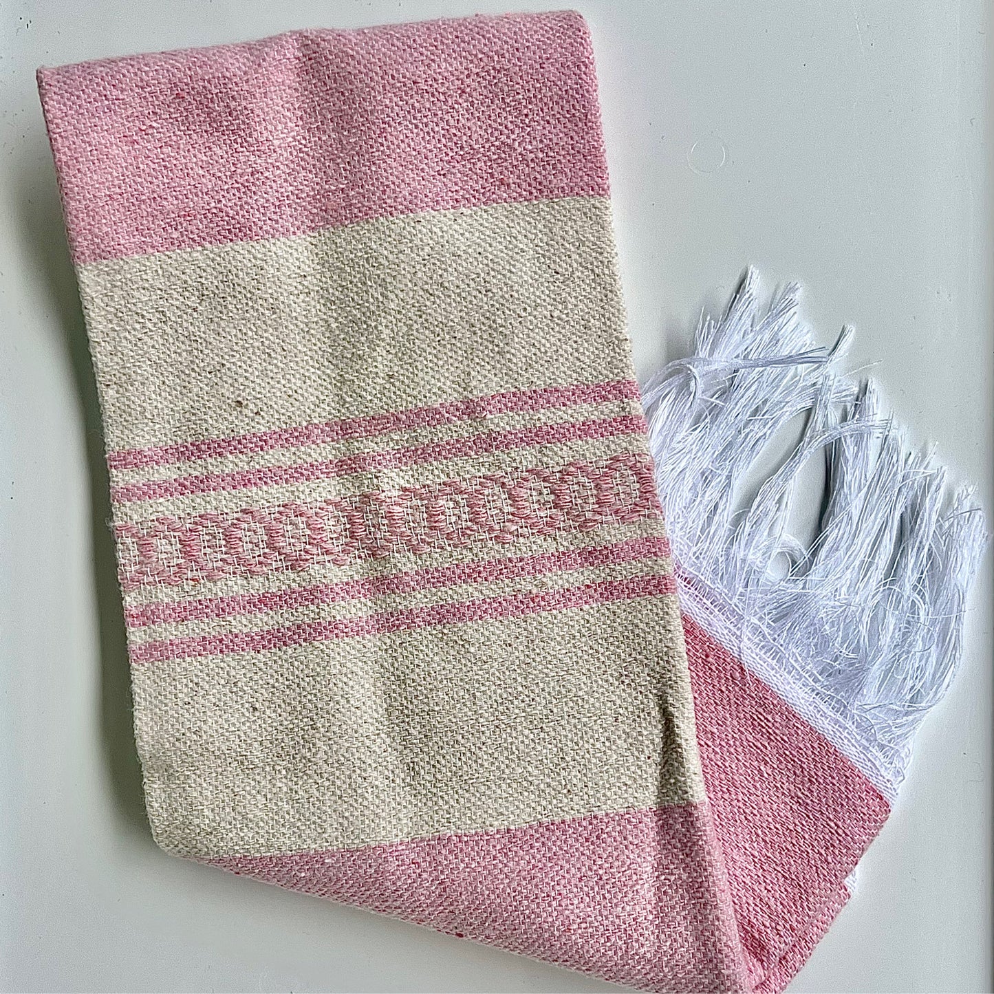 Stripe Tea Towel Pink ( Oaxaca - 100 % woven cotton )