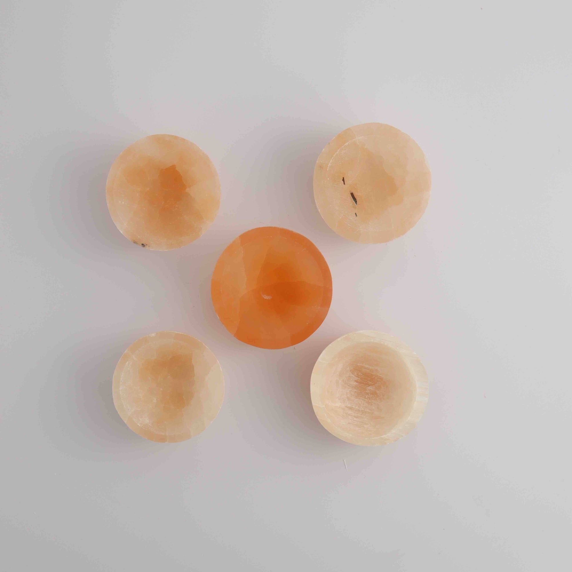 Selenite/Satin Spar 6cm Peach Bowl - Las Ofrendas