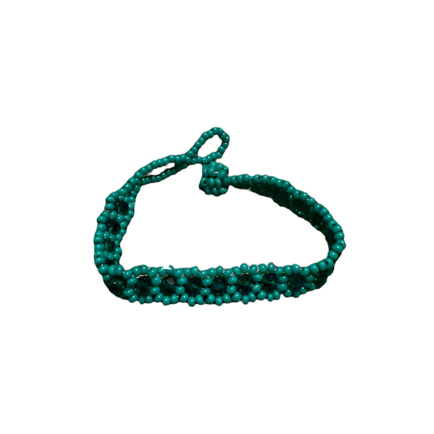 Children's Teal Beaded Bracelet (Hand Woven) - Las Ofrendas