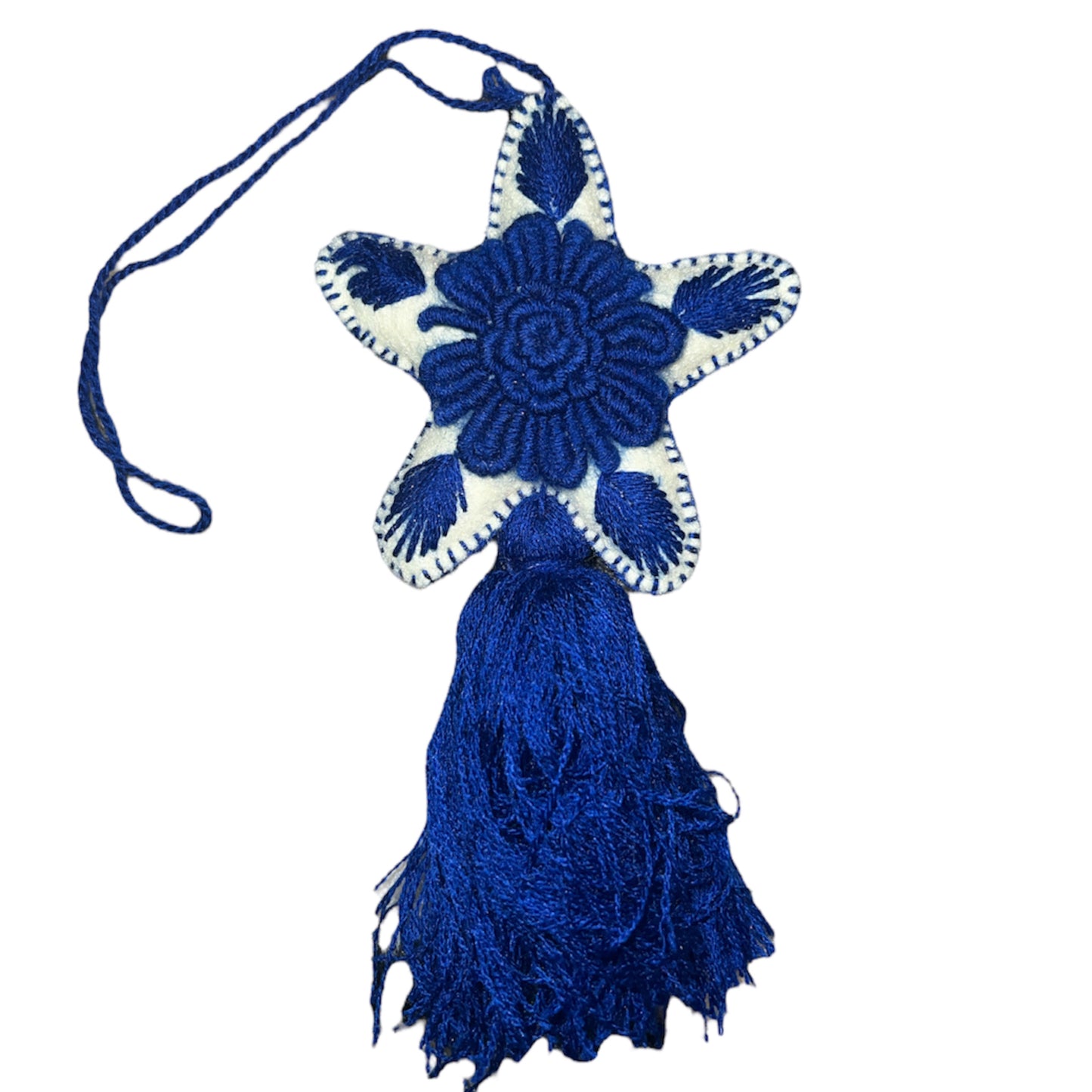 Blue woven wool Star Ornaments - Las Ofrendas