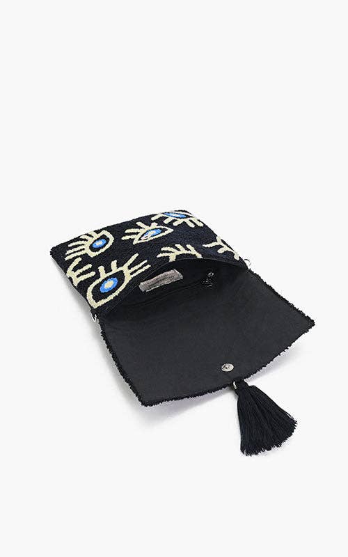 Black Midnight Whimsical Wonder Eye Clutch Bag