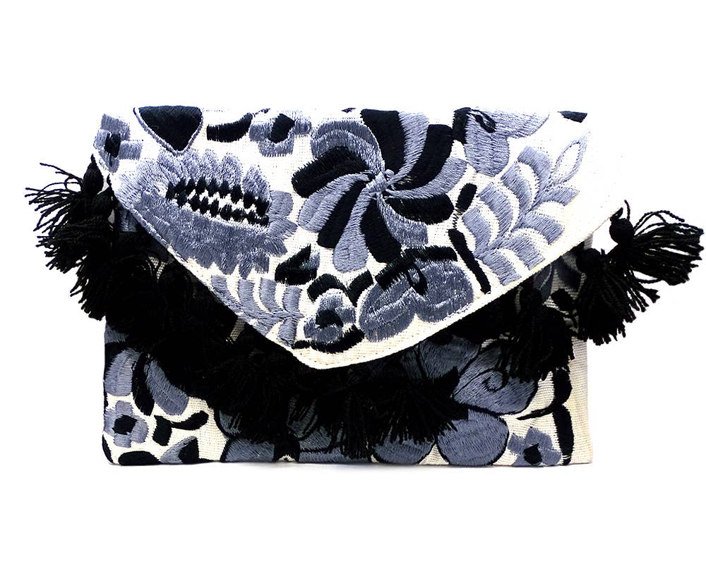 Embroidered Floral Fringe Envelope Sonia Purse Crossbody Bag