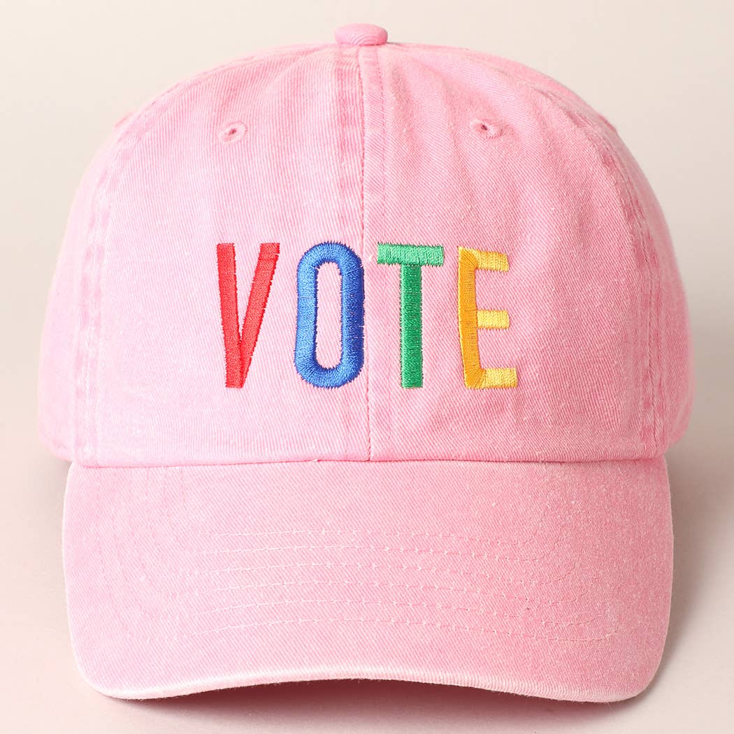 Vote Colorful Embroidered Letters Baseball Cap