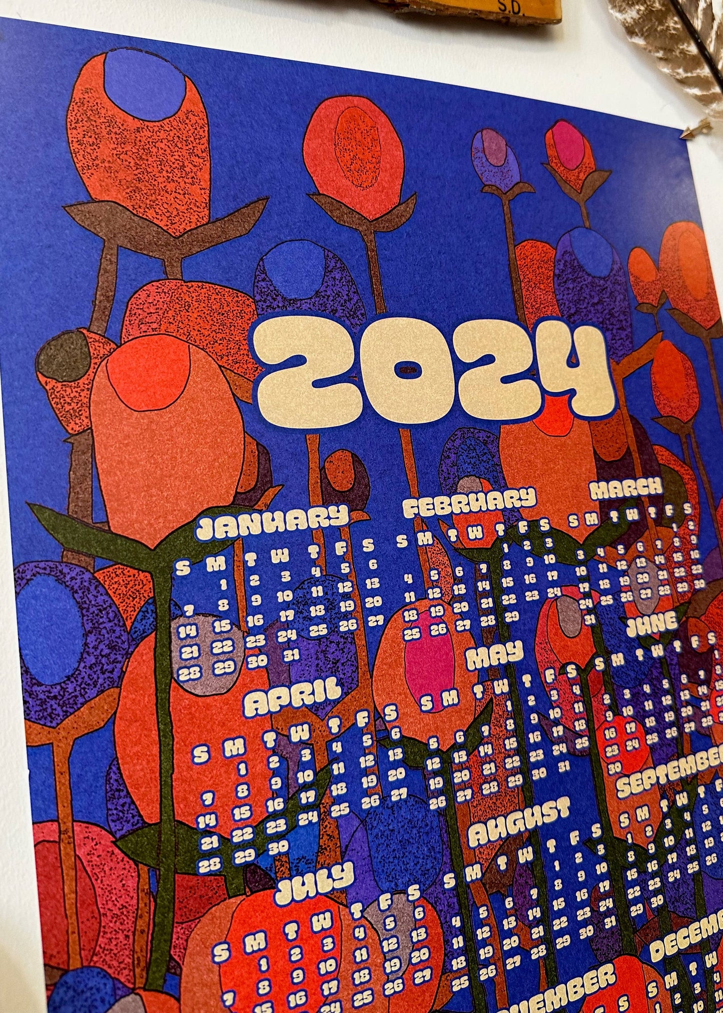 2024 wall calendar-13 x 19 poster-Moody Blue - Las Ofrendas 
