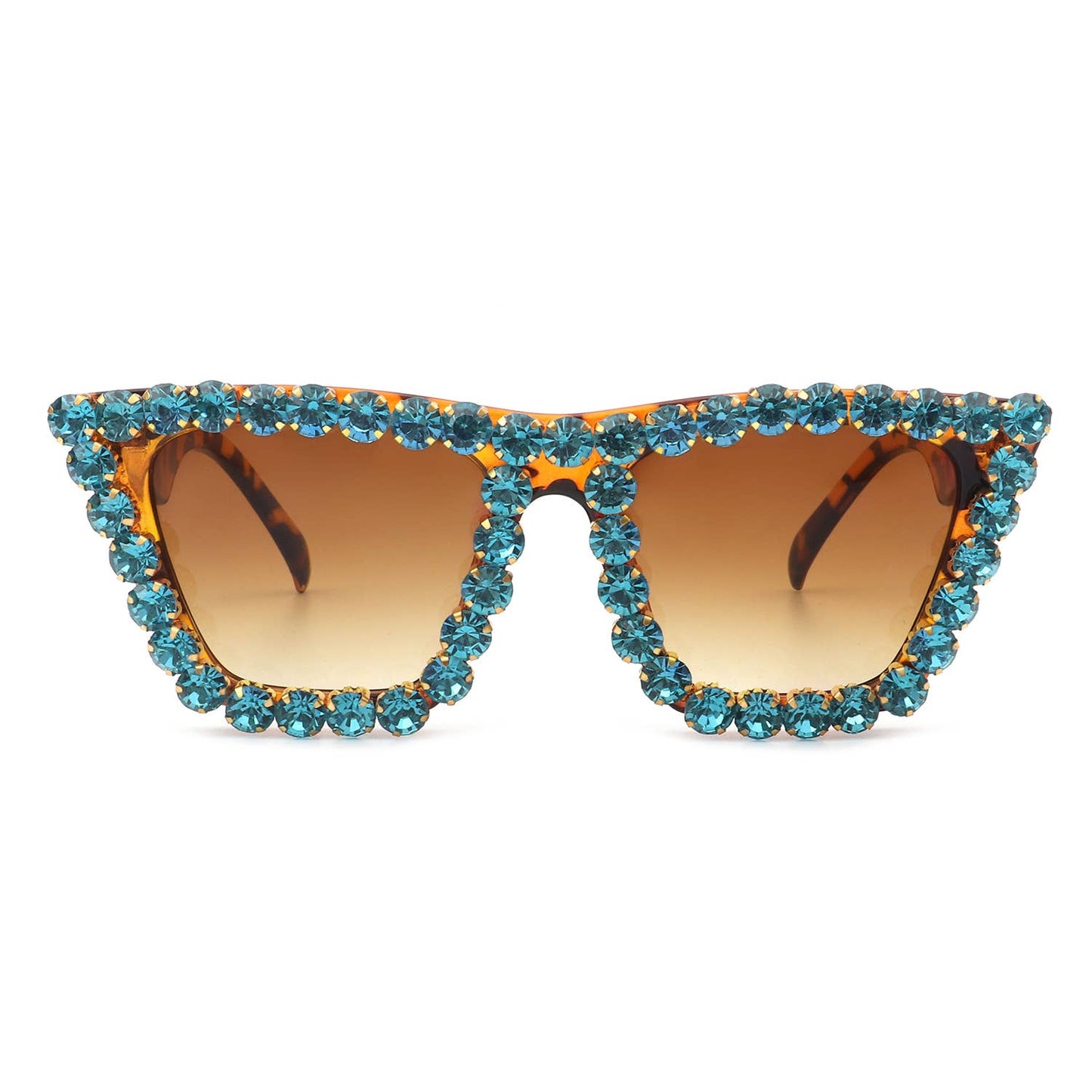 Women Rhinestone Square Diamonds Cat Eye Sunglasses