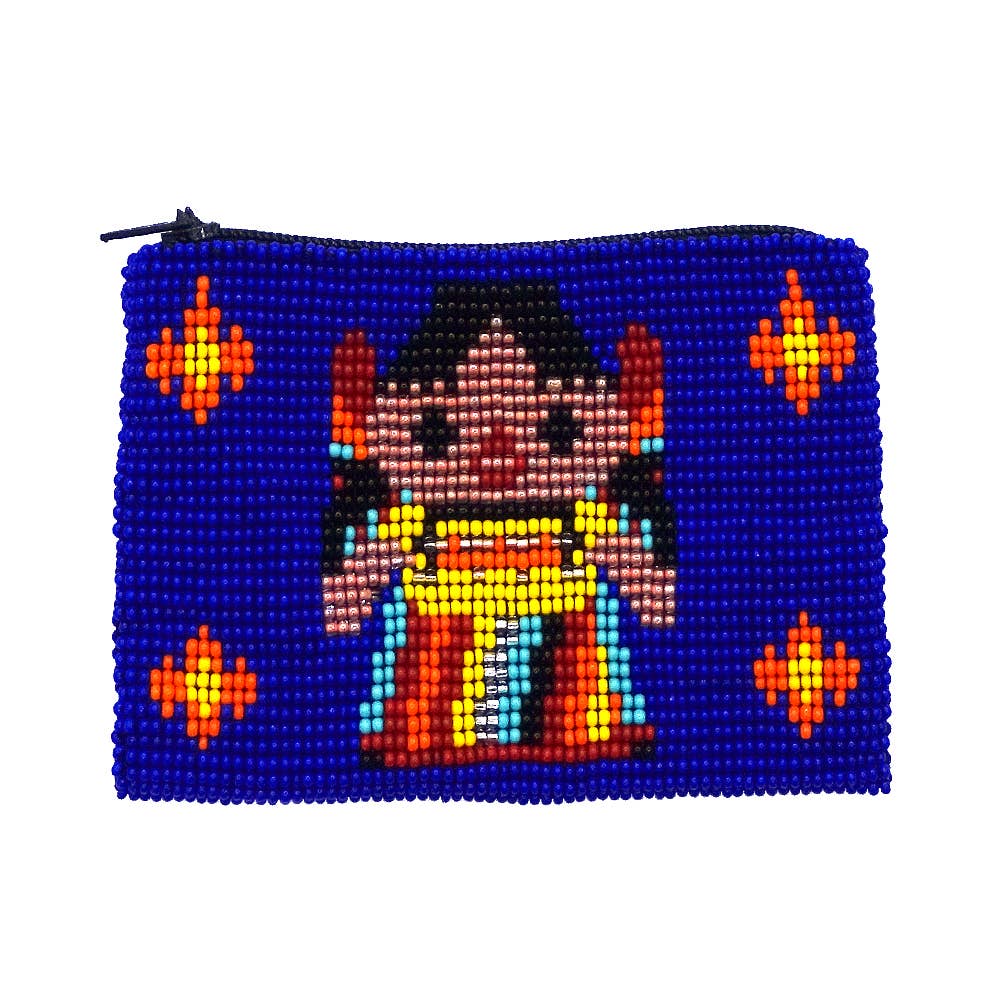 Beaded Worry Doll Seed Bead Coin Purse Pouch - Las Ofrendas 