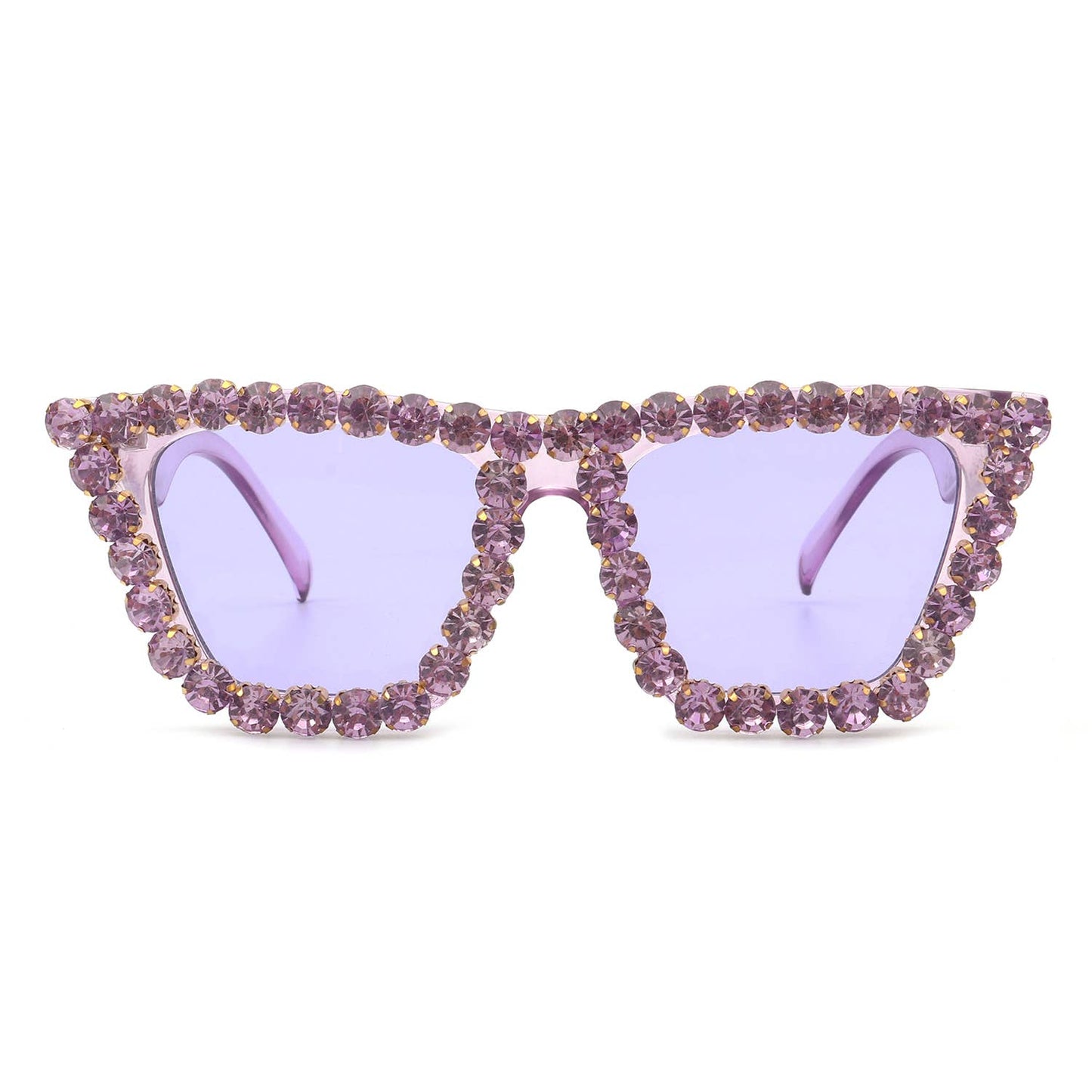 Women Rhinestone Square Diamonds Cat Eye Sunglasses