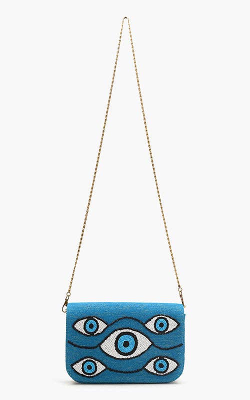 Evil Eye Tufted Embellished Clutch