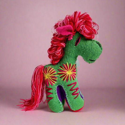 7” Animalito Green Horse with Pink Hair