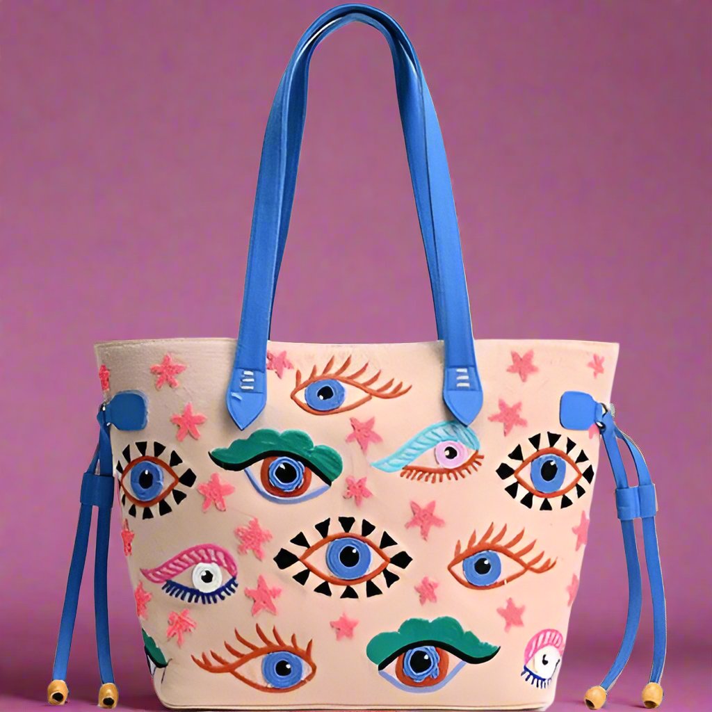 pink and blue extra large eye bag 