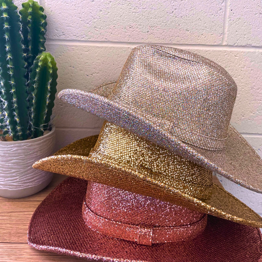 Unisex Gold Glitter Glam cowboy hat