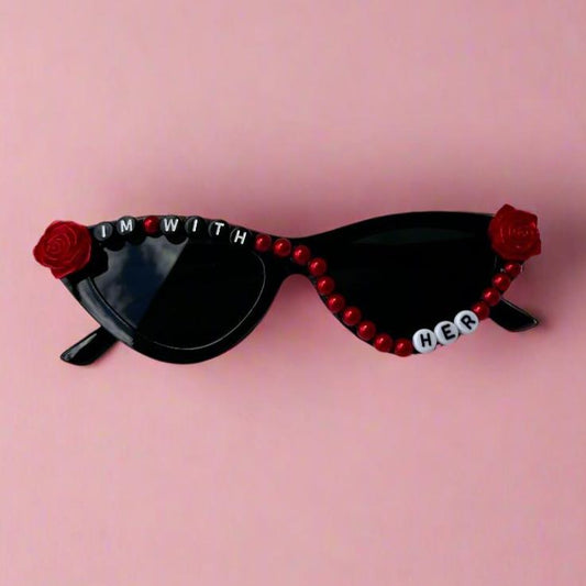 I'm with her word sunglasses with red roses taylor swift inspired 