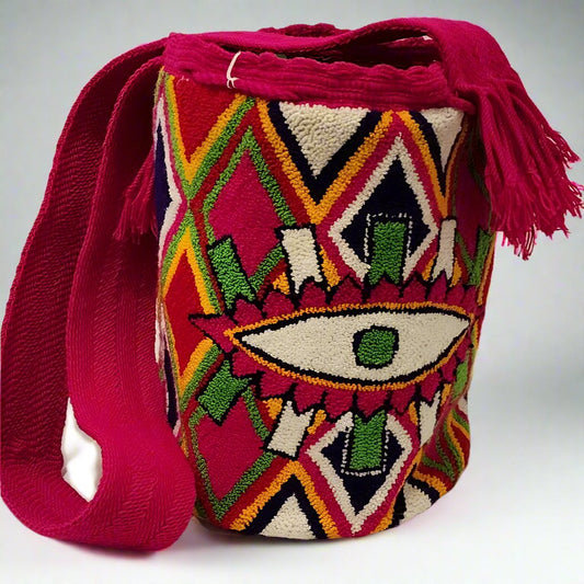 Sutton Large Fluffy Handmade Wayuu Mochila Bag - Las Ofrendas 