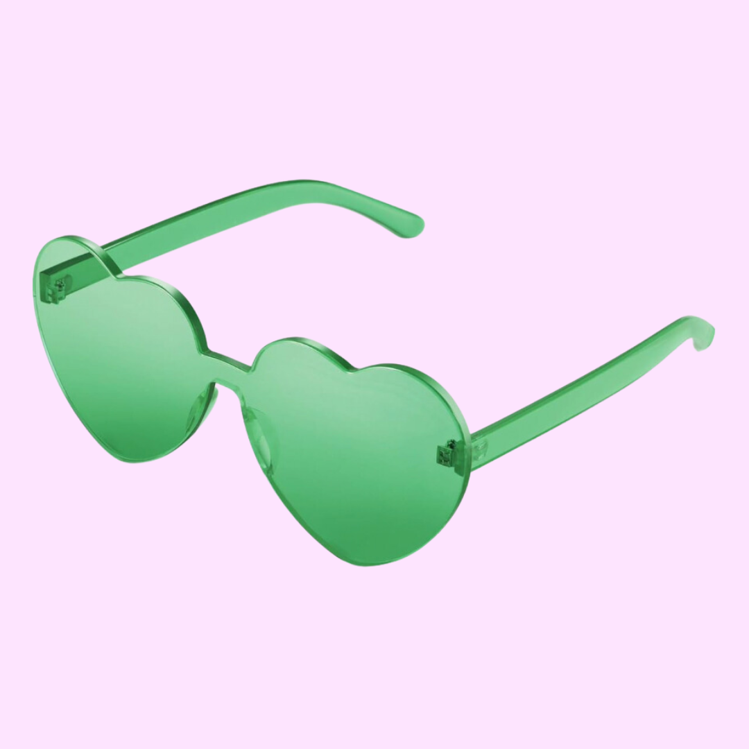 Green Heart Adult Sunglasses
