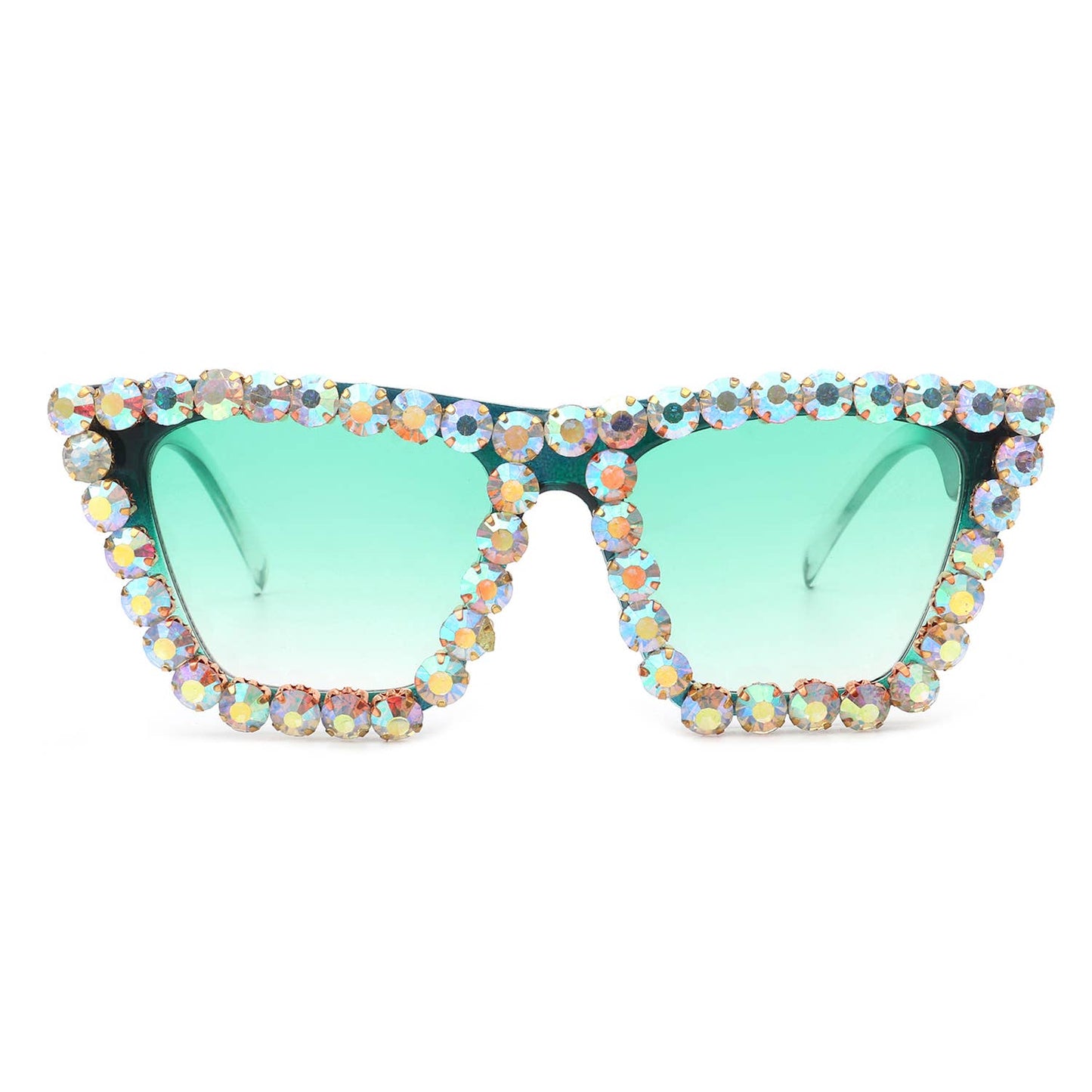 Women Rhinestone Square Diamonds Cat Eye Sunglasses