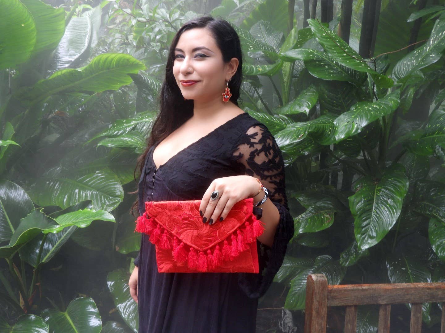 Embroidered Floral Fringe Envelope Sonia Purse Crossbody Bag