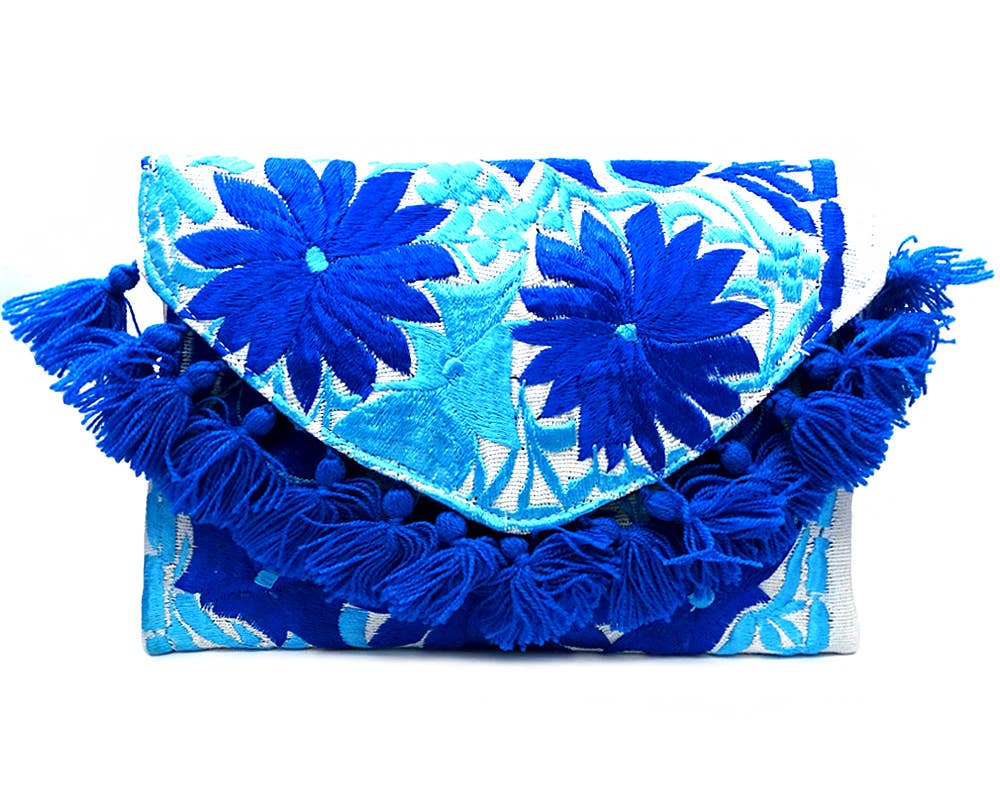 Embroidered Floral Fringe Envelope Sonia Purse Crossbody Bag