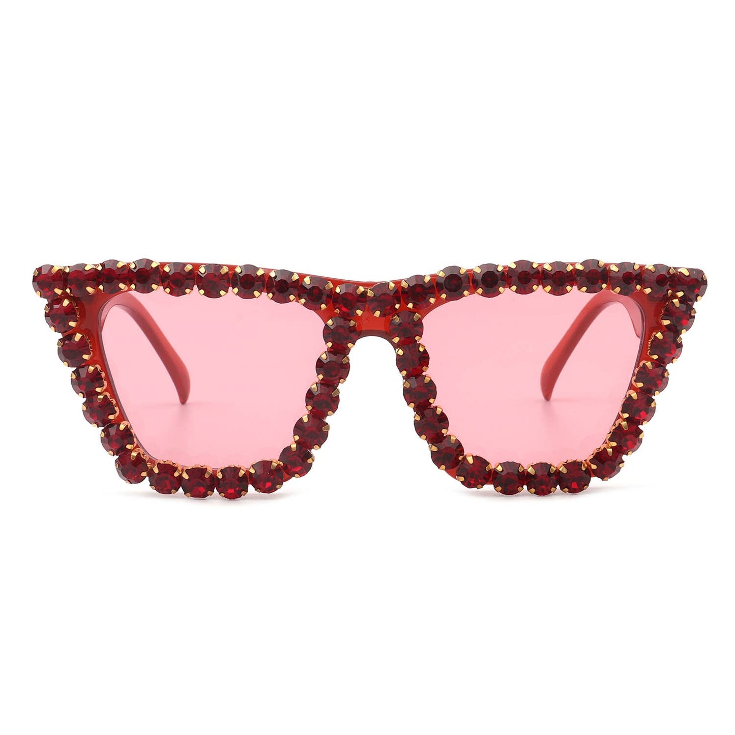 Women Rhinestone Square Diamonds Cat Eye Sunglasses