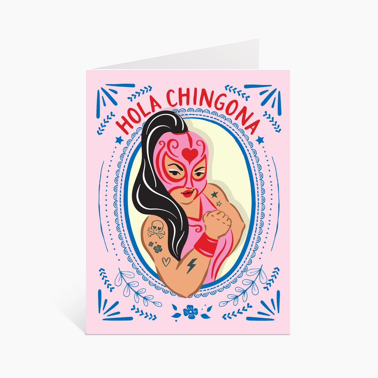 Hola Chingona, Lucha Libre Feminist Card in Spanish (A2) - Las Ofrendas 