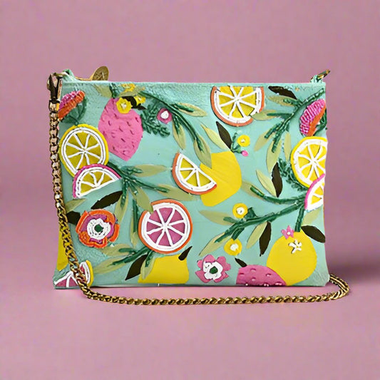 Hand beaded Citrus Blueberry Infusion Clutch