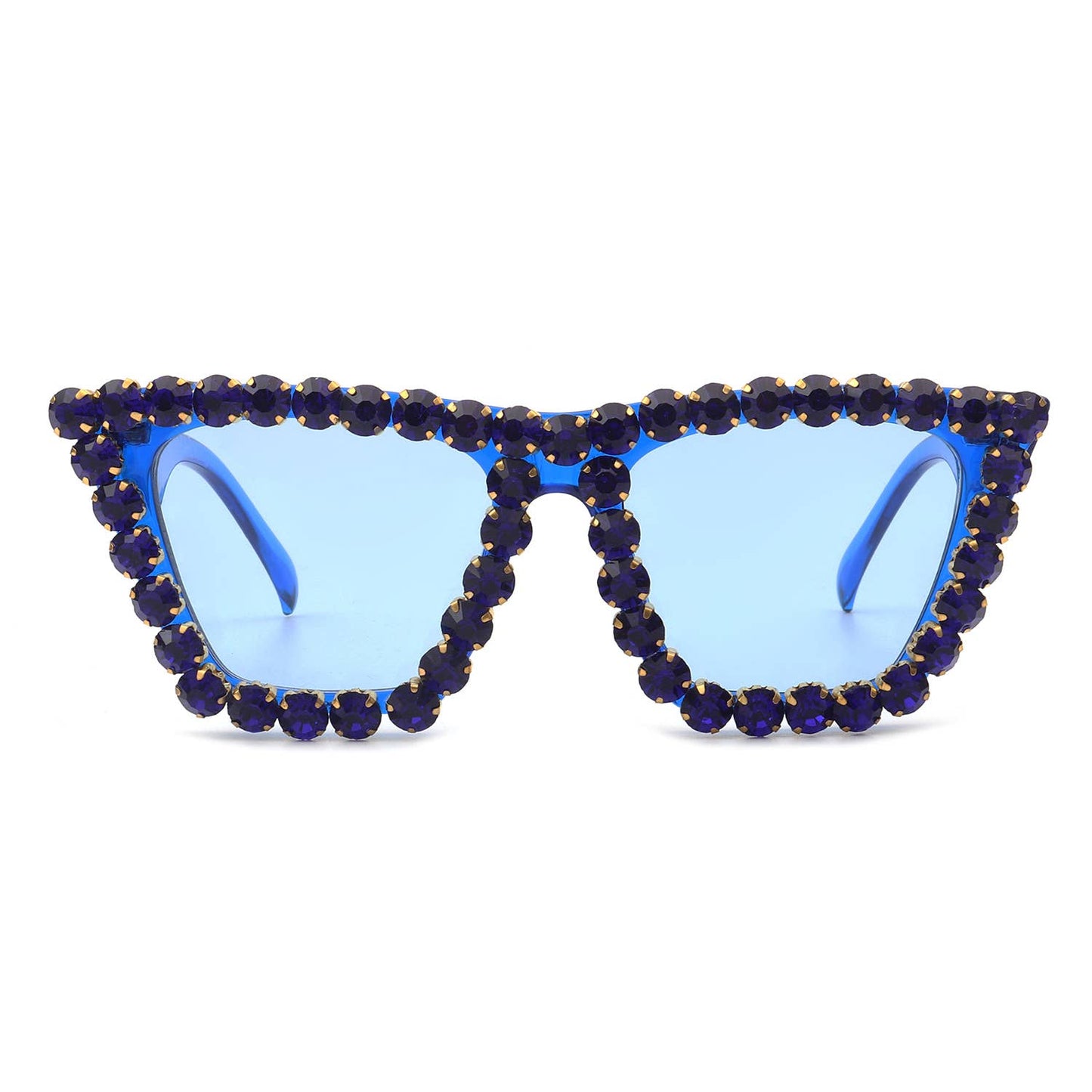 Women Rhinestone Square Diamonds Cat Eye Sunglasses