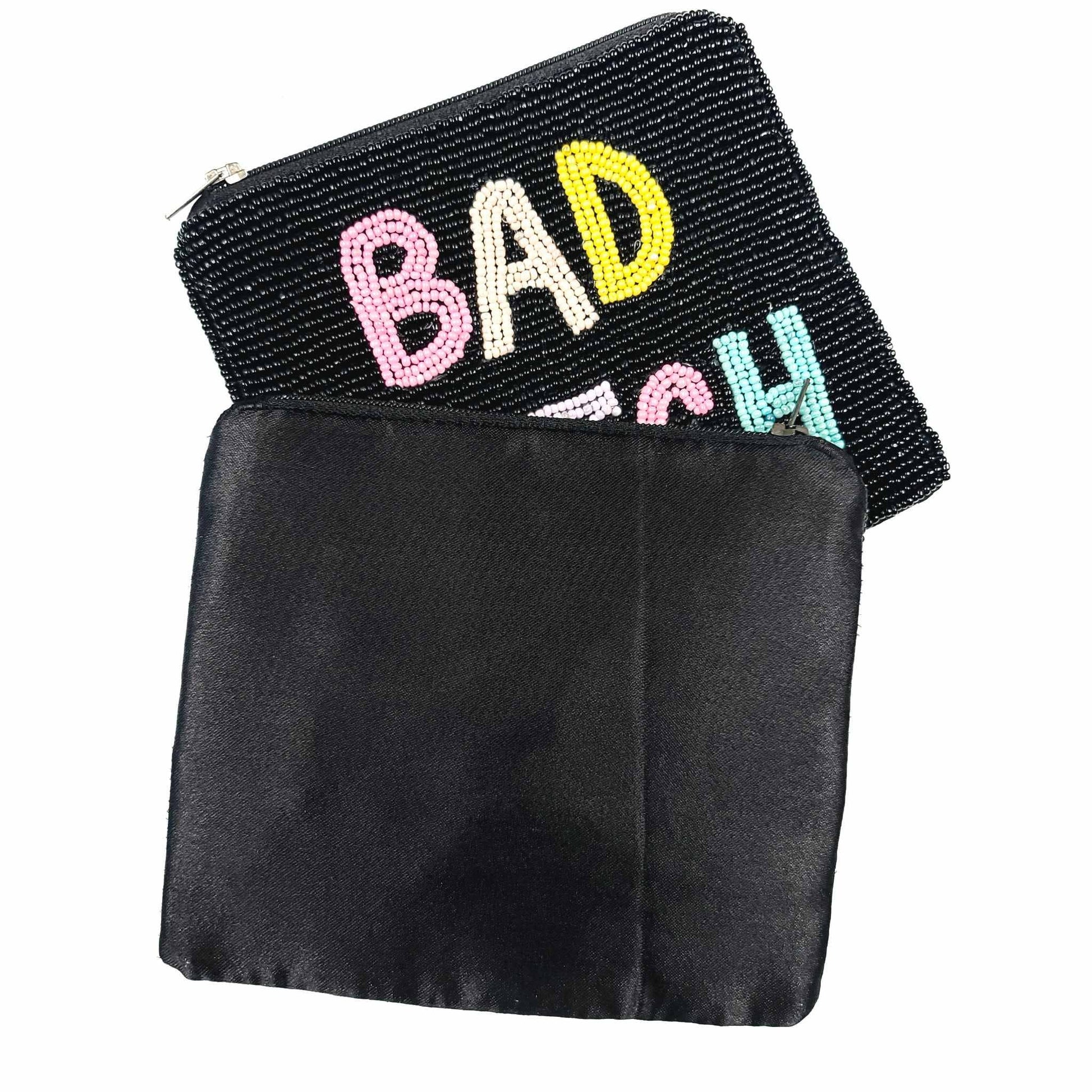 Bad Bitch Seed Bead Bag, Makeup Bag, Beaded Coin Purse - Las Ofrendas 