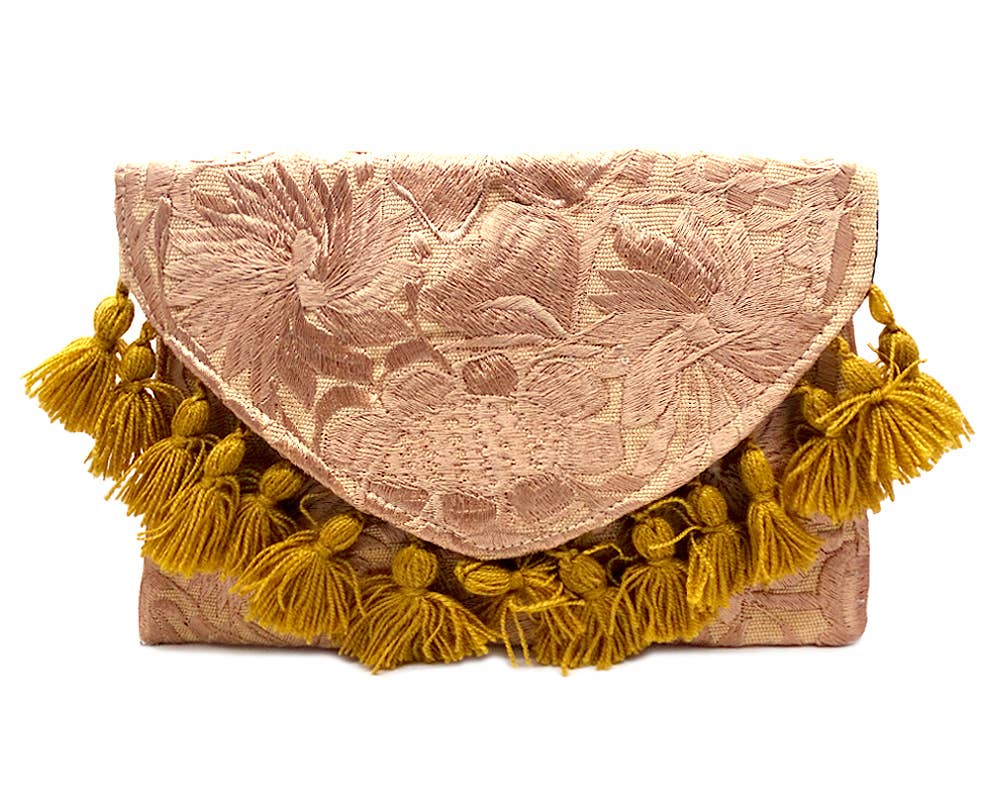 Embroidered Floral Fringe Envelope Sonia Purse Crossbody Bag