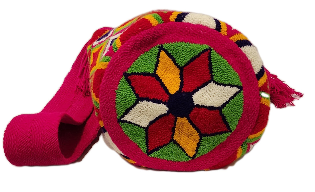 Sutton Large Fluffy Handmade Wayuu Mochila Bag - Las Ofrendas 