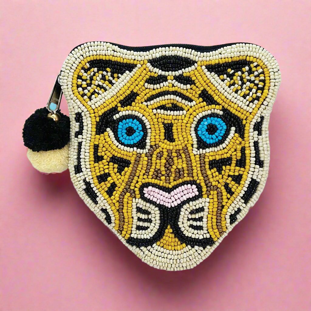 Leopard Beaded Coin Purse