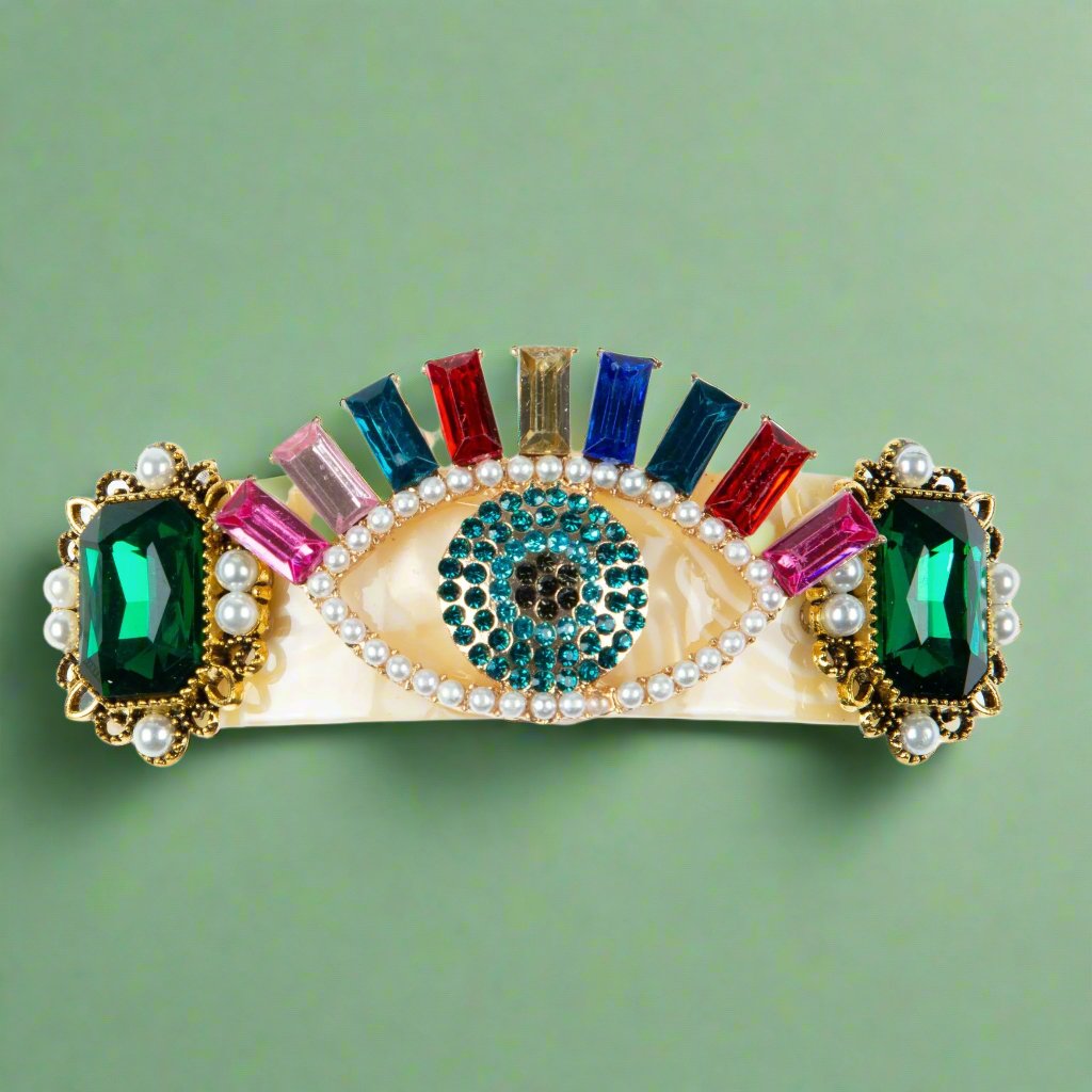 Evil Eye Rhinestone Hair Frenchbarrette