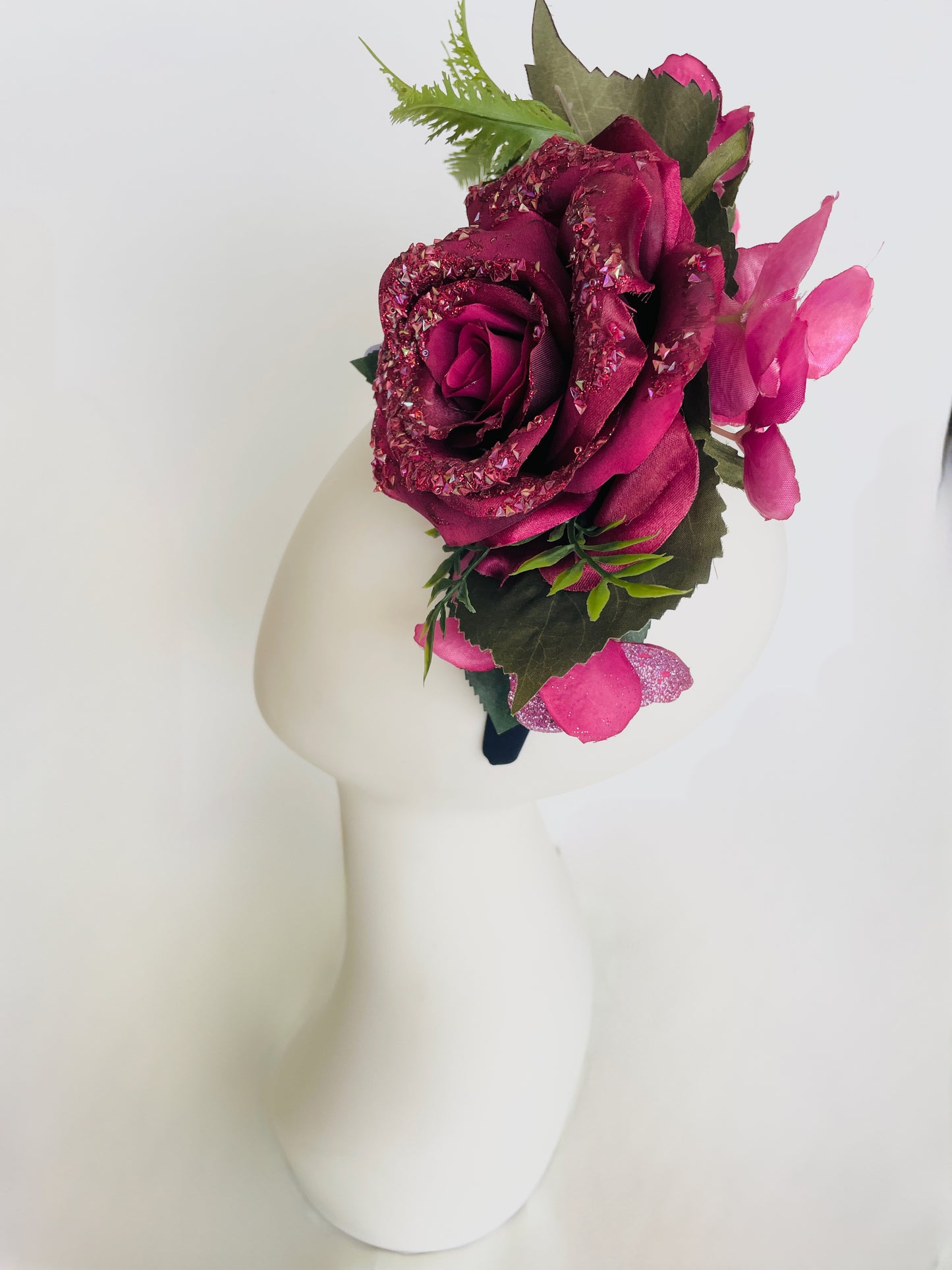 Las Ofrendas One of a Kind Magenta, Red & Pink Frida Kahlo Inspired Flower Crown Headpiece