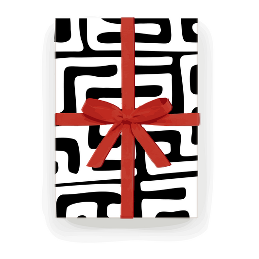 Wrapping Paper - Kuba Cloth (Black and White) - Las Ofrendas 