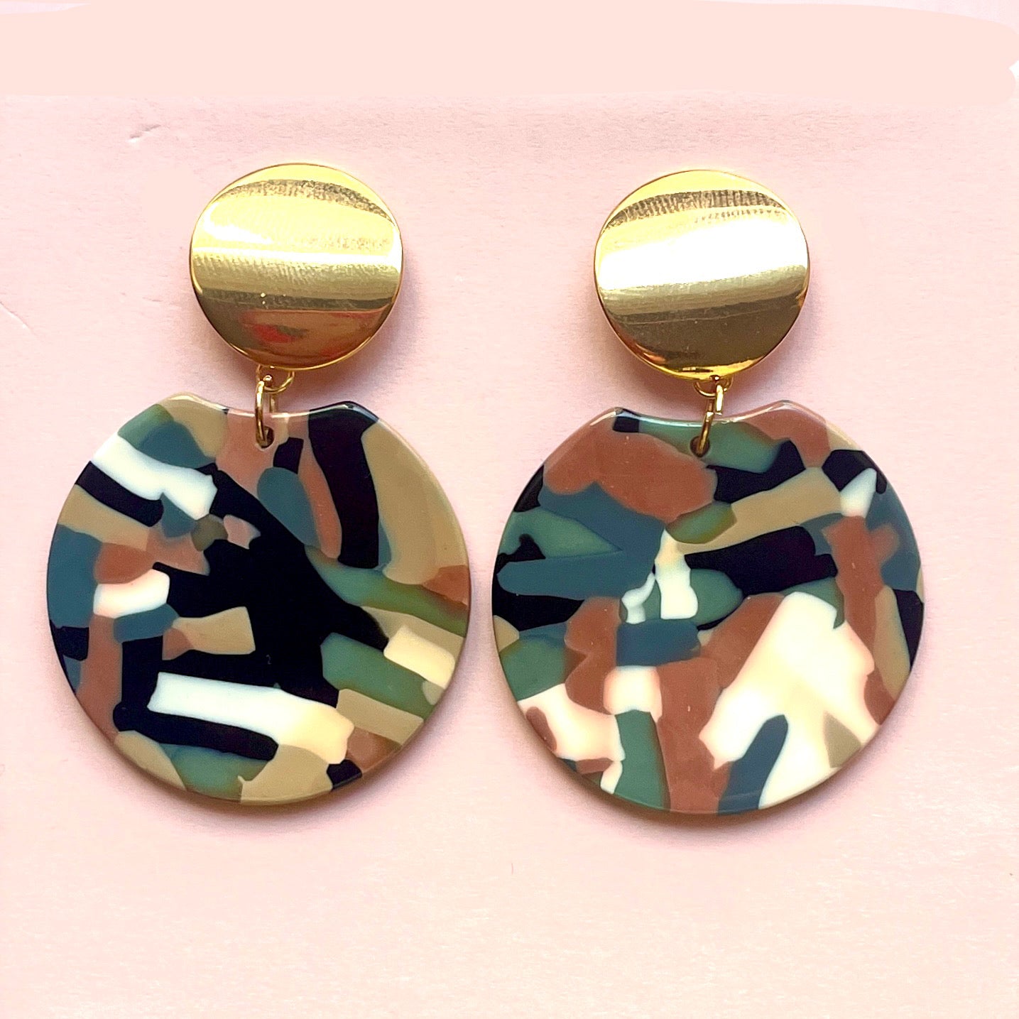 Gold & Multi Colored Double Circle Earrings