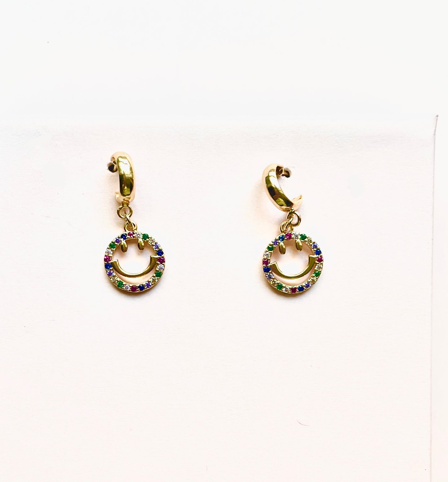 Multi Colored Stone Smiley Face Earrings