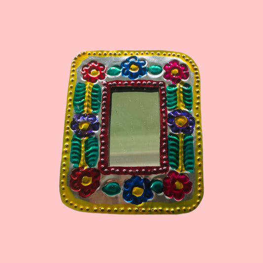 3" Yellow Tin Mirror - Las Ofrendas 