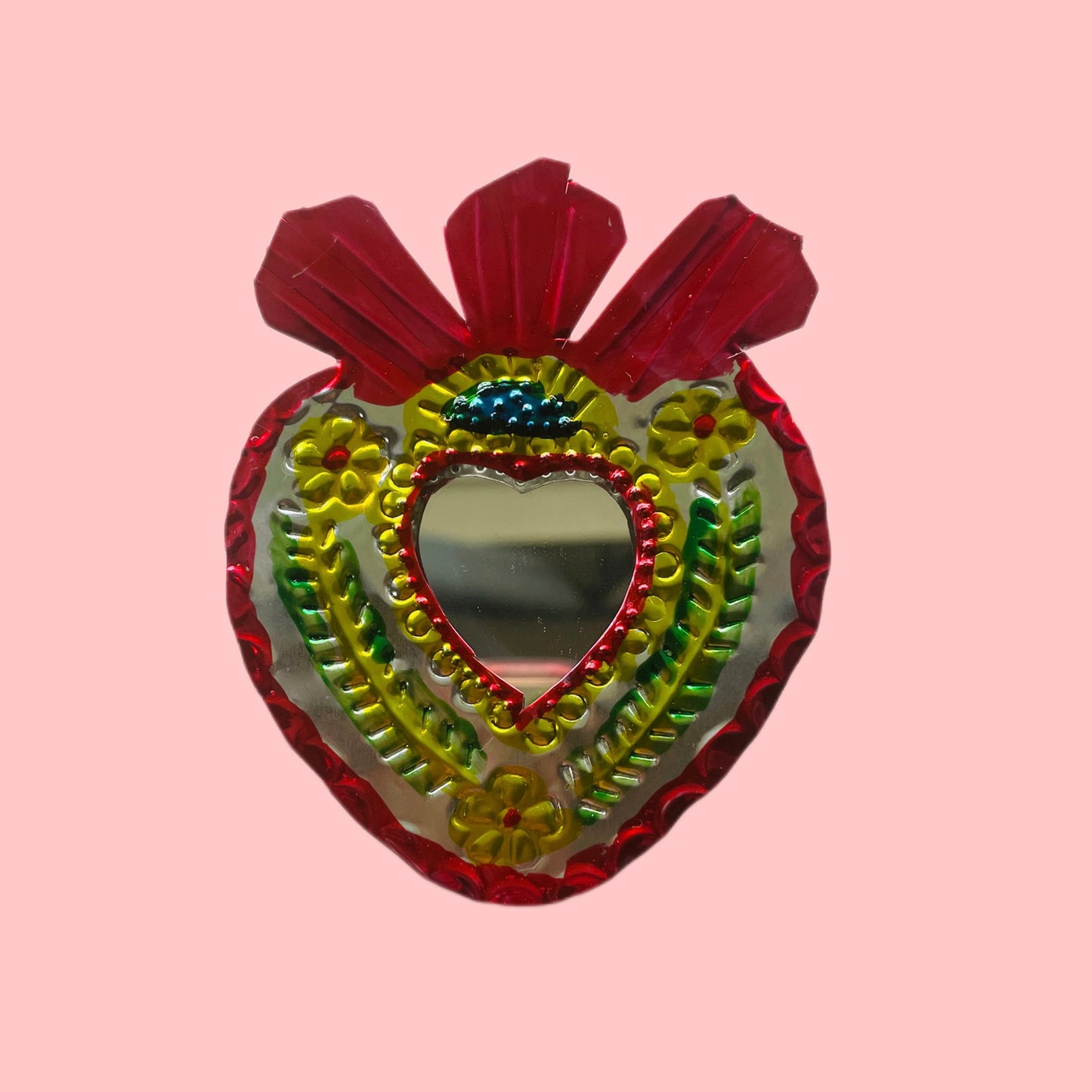 3” Heart Tin Mirror (Multiple Colors Available!) - Las Ofrendas 
