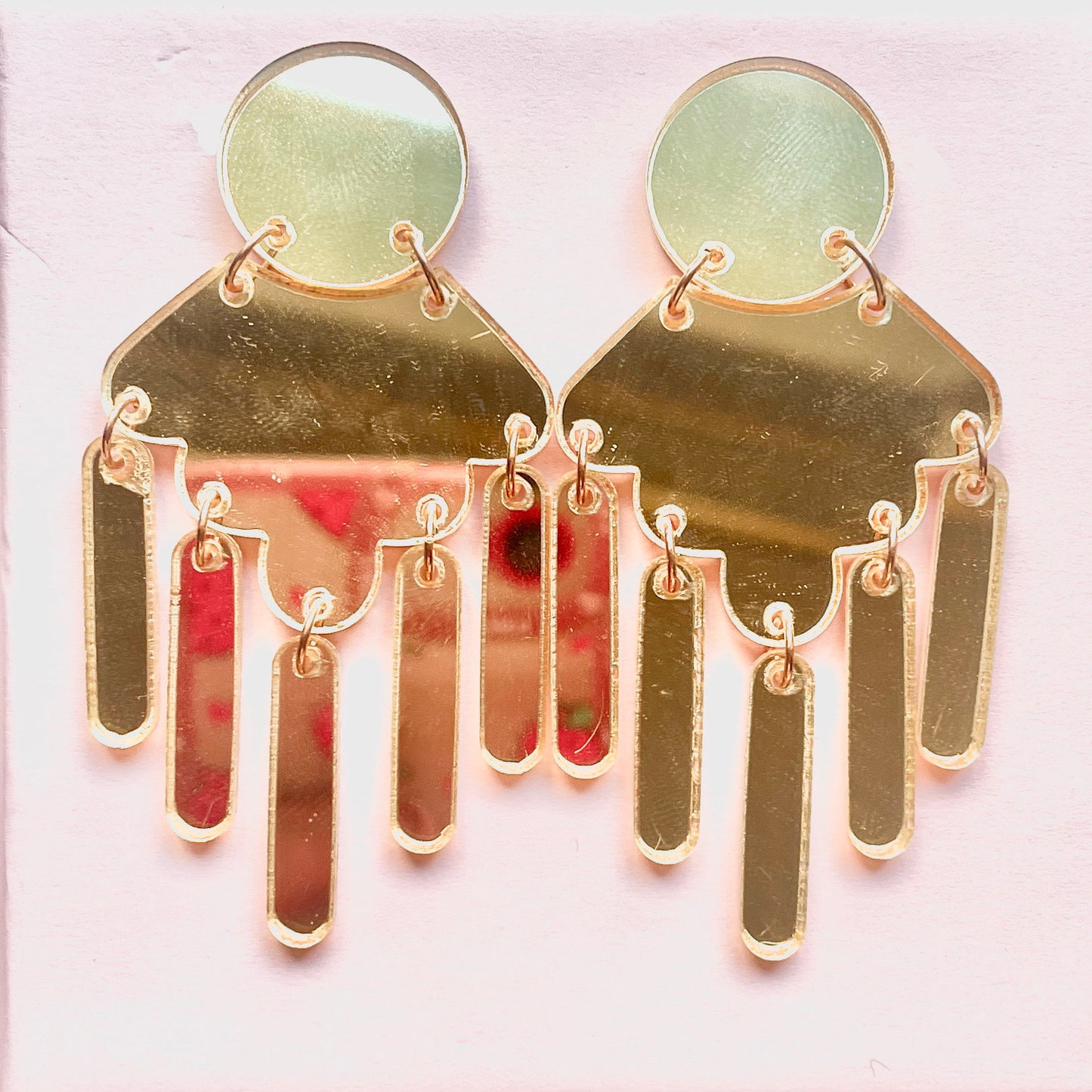 Gold Mirror Multi-Dangle Earrings - Las Ofrendas 