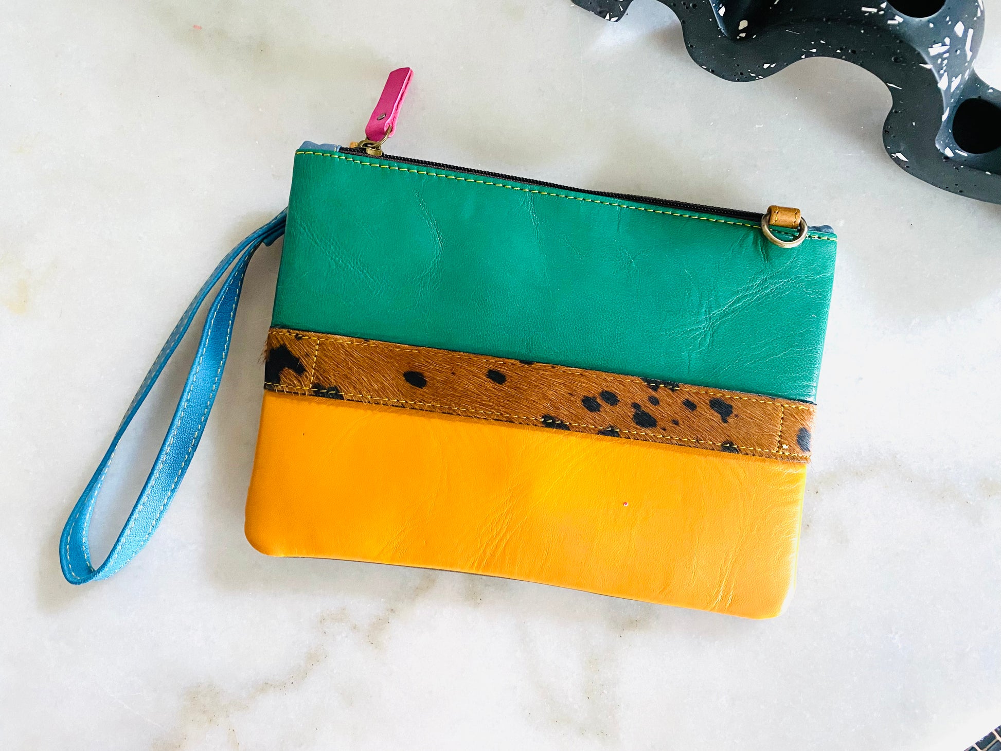 Luca Leather and Hair on Hide Clutch - Las Ofrendas 