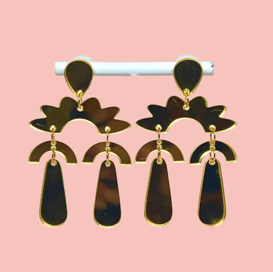 Gold Mirror Dangle Earrings - Las Ofrendas 