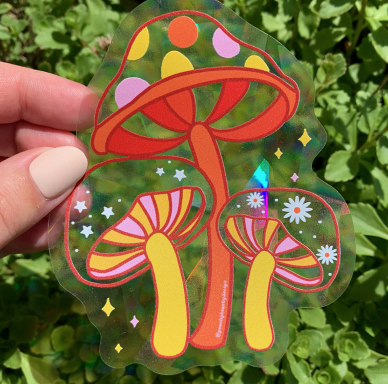 Mushroom Sun-catcher Sticker - Las Ofrendas 