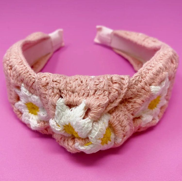 Pink Patchwork Crochet Headband - Las Ofrendas 