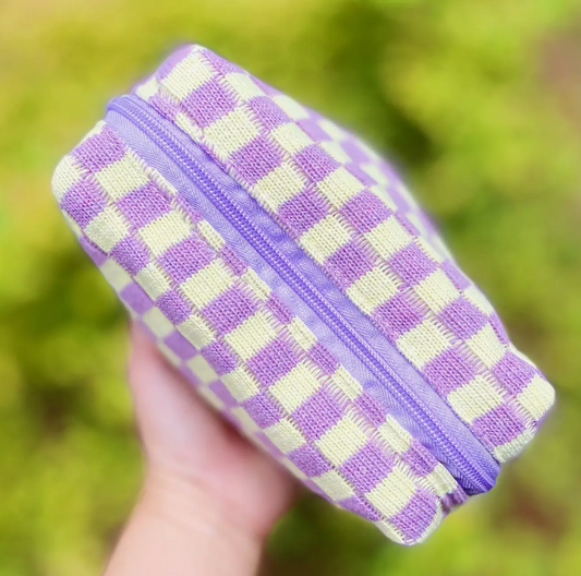 Lilac & White Check Yourself Cosmetic Bag