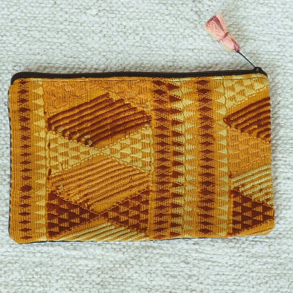 Huipil Travel Pouch - Geometric on Yellow